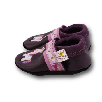 Krabbelschuhe Einhorn auf darkviolett